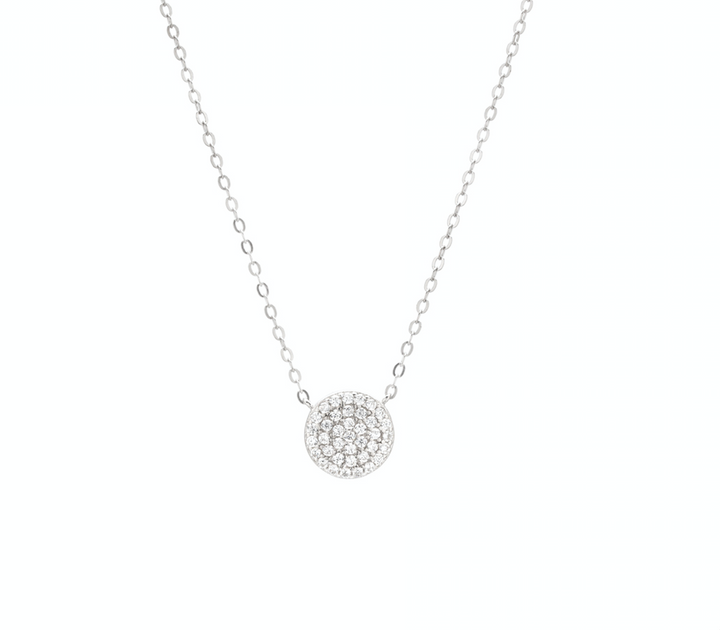 Large Pave Disc Necklace